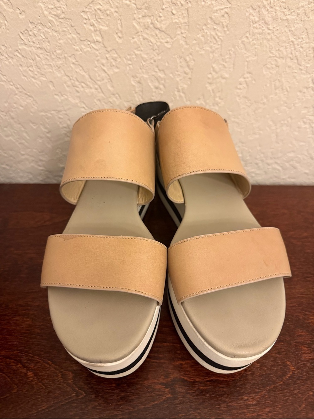 Via Spiga Davi Platform Wedge Sandals Women Sz 10 EU 40 Tan Leather Slingback